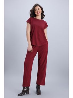 Zivame - Knit Cotton Nightsuit - New Maroon