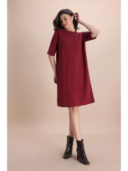 Zivame - Knit Cotton Loungewear Dress - New Maroon