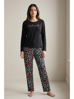 Zivame - Butter Soft Knit Poly Nightsuit - Black Beauty