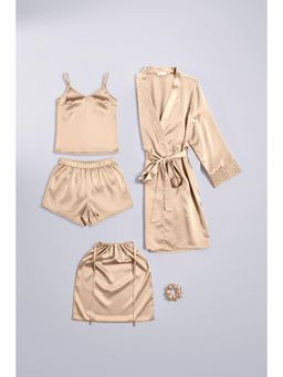Zivame - Luxe Satin Sleep Nightsuit - Sun Kiss