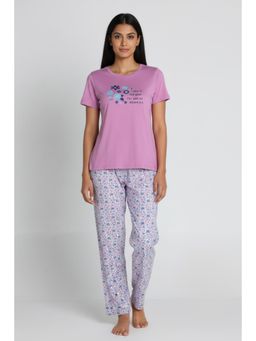 Zivame - Knit Cotton Nightsuit - Light Lilac