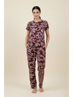 Zivame - Knit Cotton Nightsuit - Downtown Brown