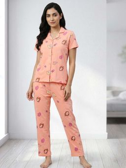 Zivame - Farm Lore Knit Cotton Nightsuit - Peach Pearl