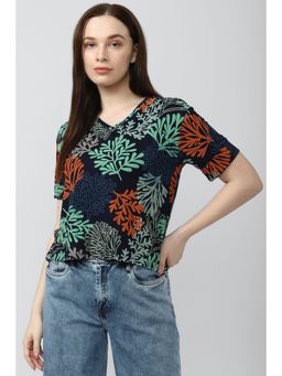 Van Heusen - Women Multi Print Casual V Neck Top