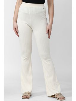 Van Heusen - Women Cream Stripe Casual Regular Fit Trousers