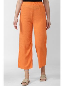 Van Heusen - Women Orange Textured Casual Regular Fit Trousers