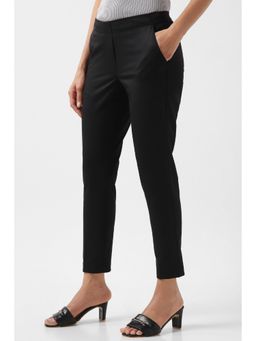 Van Heusen - Women Black Solid Casual Regular Fit Trousers