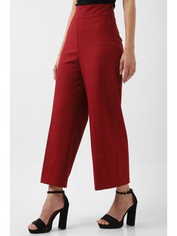Van Heusen - Women Maroon Solid Casual Regular Fit Trousers