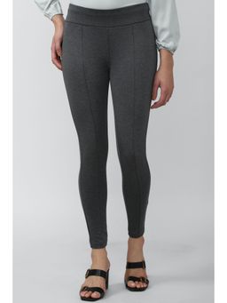 Van Heusen - Women Grey Textured Casual Regular Fit Trousers