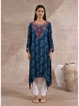 Lakshita - Teal Floral Print Dhaage Collection Kurta With Embroidery