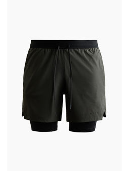 H&M - Men Green Double-layered sports shorts with DryMove