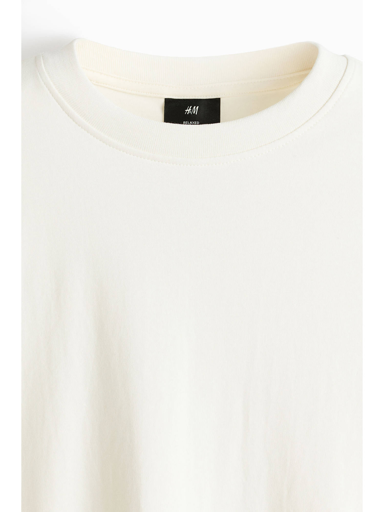 H&M Men White Relaxed Fit Long-sleeved Interlock T-shirt alternate