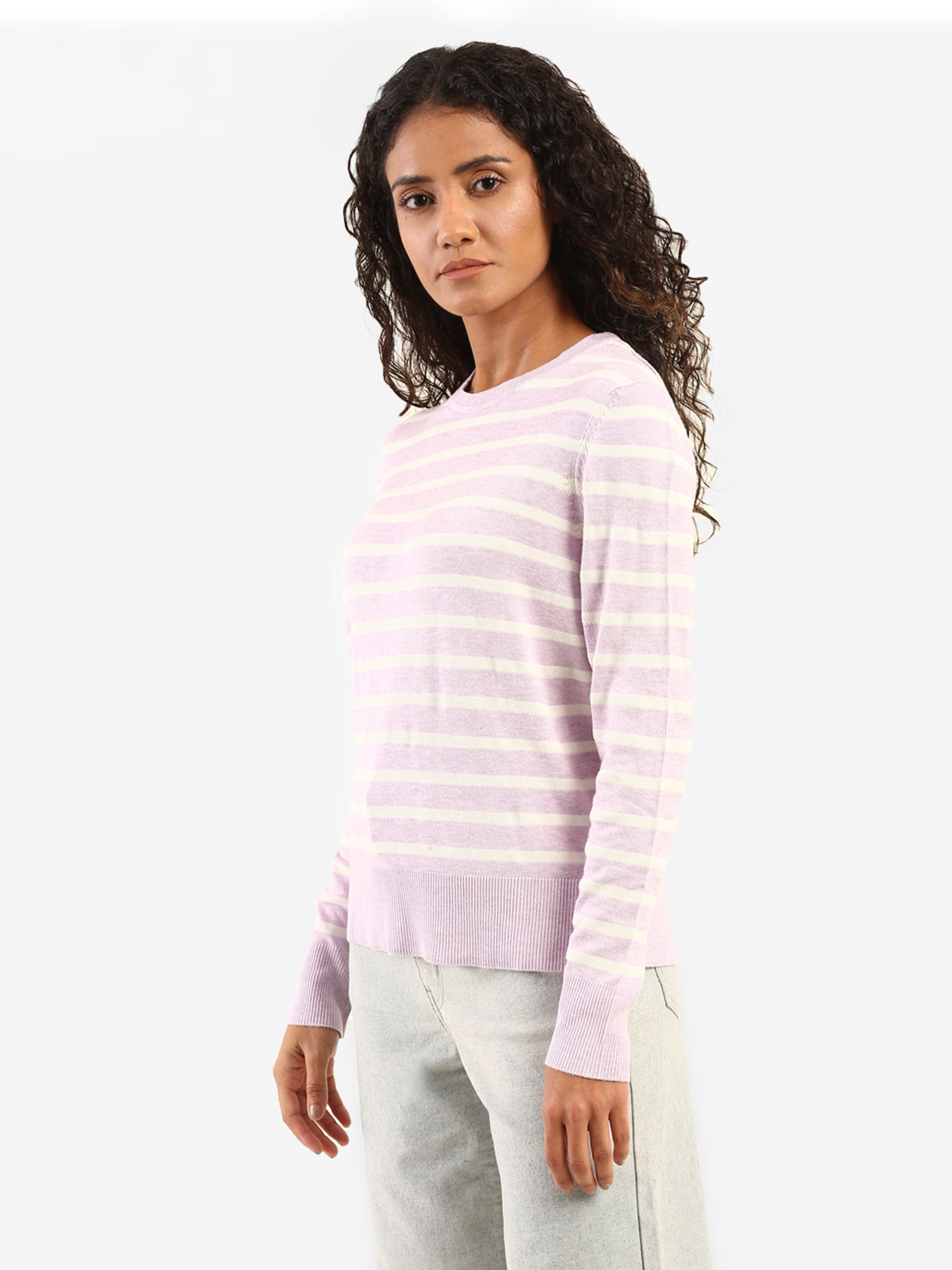 Women Purple White Sweatshirt (S 