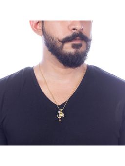 Voylla - Om Design Rudraksha Studded Pendant with Chain for Men