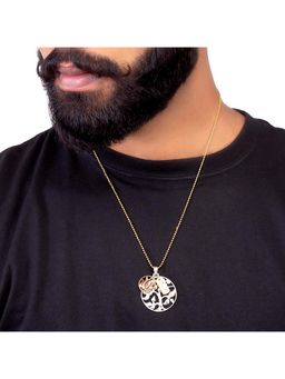 Voylla - Round Detailing Pendant with Chain for Men