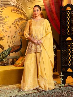 Label S4U - Graceful Yellow Embroidered Palazzo