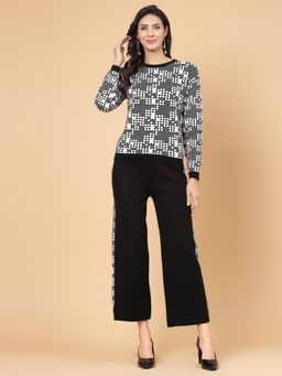 Mafadeny - Women Winter Wear Black Stylish Sweatshirt with Pant (Set of 2)