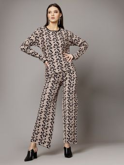 Mafadeny - Women Winter Wear Pink Stylish Sweatshirt with Pant (Set of 2)