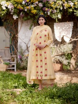 Naaz By Noor - Yellow Meringue Kurta with Pant and Dupatta (Set of 3)