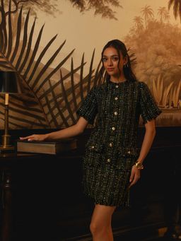 Label Deepika Nagpal - Green Embroidered Utopia Mini Dress