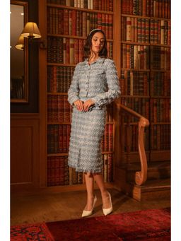 Label Deepika Nagpal - Blue Embroidered Lana Skirt with Cropped Blazer (Set of 2)