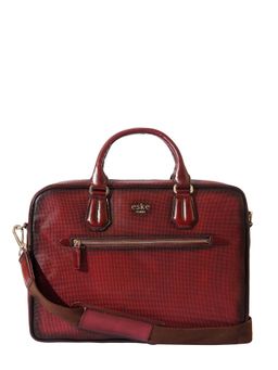 Eske - Milo Unisex Laptop Briefcase, Upto 15 Inch (Wine Hand-Stitched Perfo)