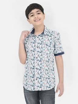 CRIMSOUNE CLUB - Boys Sky Short-Sleeved Floral Shirt