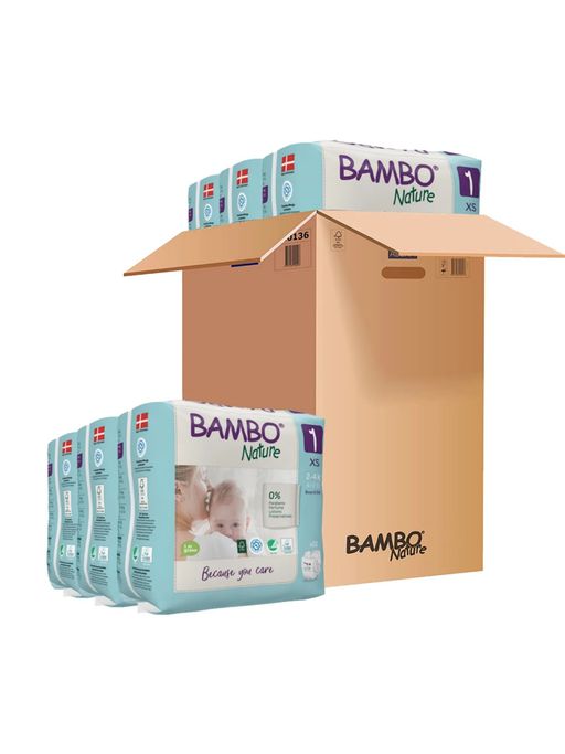 Bambo Nature Tape Diapers with Wetness Indicator XS - 132 Pieces