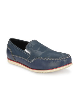 Hitz - Men's Blue Leather Moccasins Boat Shoes