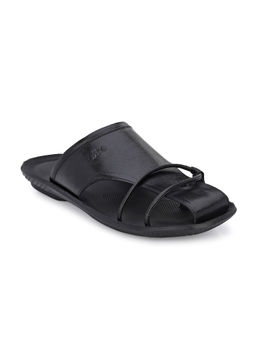 Hitz - Men's Black Leather Indoor Outdoor Comfort Slippers