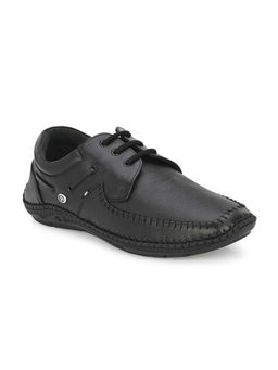 Hitz - Men's Black Leather Lace-up Casual Shoes