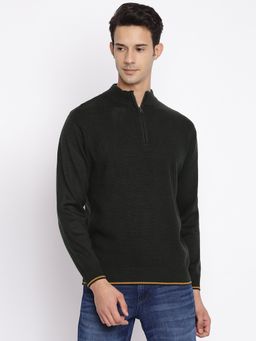 Cantabil - Band Collar Olive Sweater