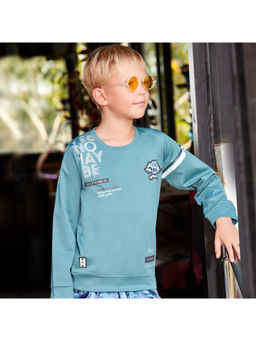 MASHUP - Boys Turquoise Coolest Typography Sweatshirt