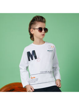 MASHUP - Boys White Coolest Typography Sweatshirt