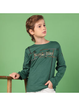 MASHUP - Boys Green Typography Coolest Printed Sweatshirt