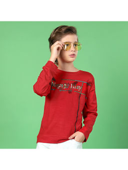 MASHUP - Boys Red Typography Coolest Printed Sweatshirt