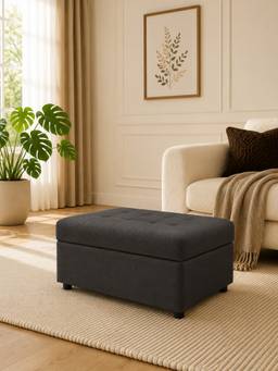 Doe Buck - Modern Tufted Storage Ottoman Bench Grey