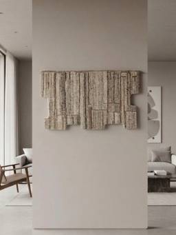 Neu Looms - Beige Abstract Geometric Handmade Natural Wool Wall Art