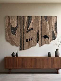 Neu Looms - Brown Abstract Organic Handmade Natural Wool Wall Art