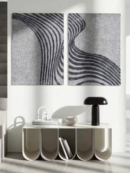 Neu Looms - Abstract Grey Wave Wool & Silk Wall Art (Pack of 2)
