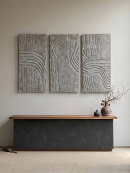 Neu Looms - Abstract Neutral Wool & Silk Wall Art (Pack of 3)