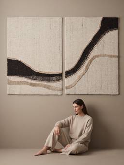 Neu Looms - Abstract Neutral Natural Wool Wall Art (Pack of 2)