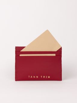TANN TRIM - Solid Cherry Red Card Case