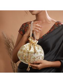 Aatmana - Green & Gold Toned with Rich Embroidered Potli Bag