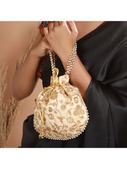 Aatmana - Golden Classic Potli Bag with Rich Embroidered Polti Bag