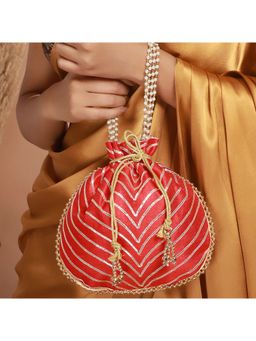 Aatmana - Red & Gold Embellished Potli Bag