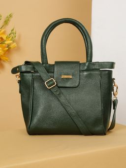 Teakwood - Leather Green Shoulder Bag with Detachable Strap
