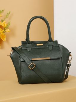 Teakwood - Leather Green Shoulder Bag with Detachable Strap