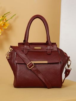 Teakwood - Leather Red Shoulder Bag with Detachable Strap