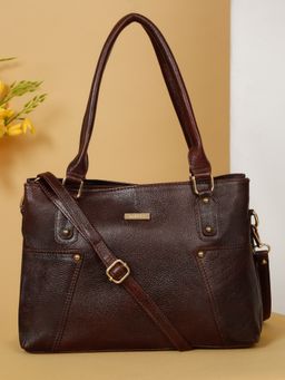Teakwood - Leather Brown Shoulder Bag with Detachable Strap